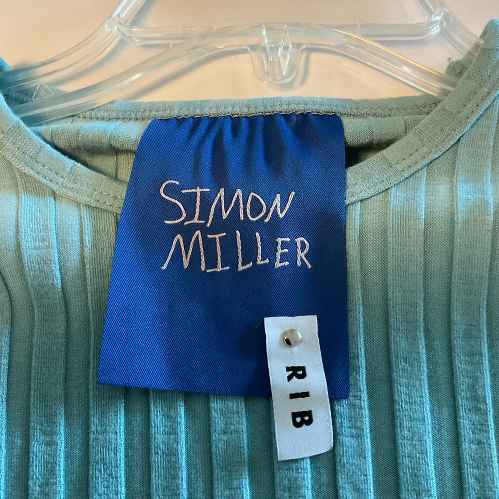 Simon Miller Long Ribbed Stretch Dress, Blue, Long Sleeve, Crew Neck, Sz XS - Picture 6 of 16